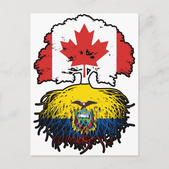 Ecuador Ecuadorian Canadian Canada Tree Roots Flag Postcard (Front)