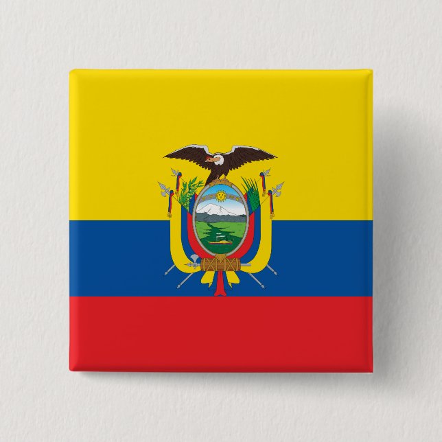 Ecuador (Ecuadorian) Flag 15 Cm Square Badge (Front)