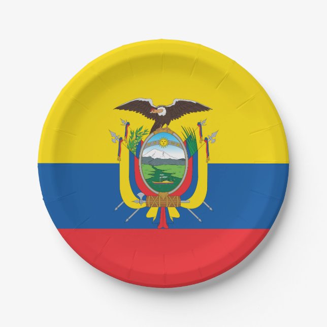 Ecuador (Ecuadorian) Flag Paper Plate (Front)