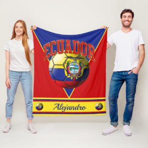 Ecuador Ecuadorian Flag Soccer Ball Name Fleece Blanket