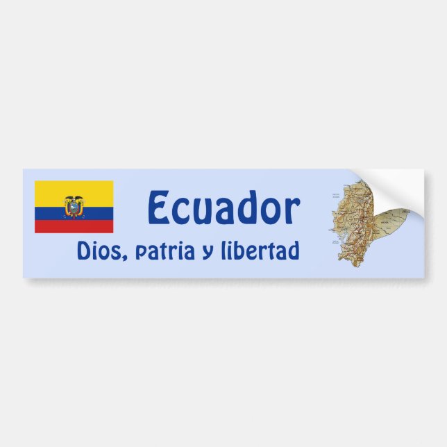 Ecuador Flag and Map Bumper Sticker (Front)
