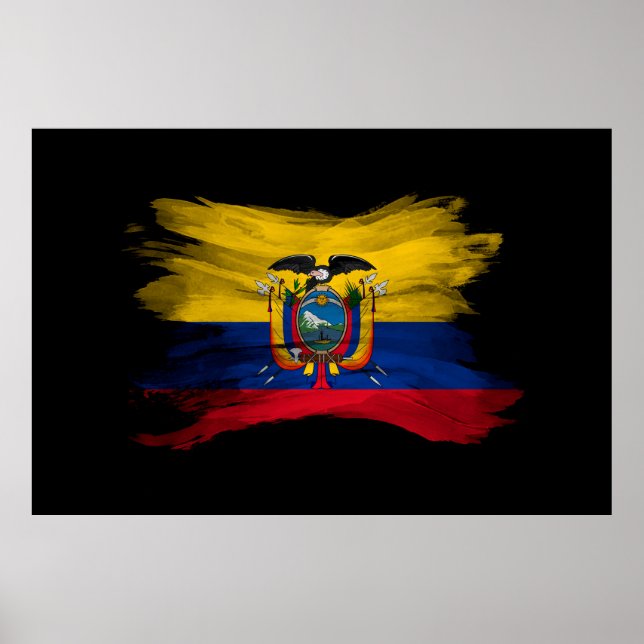 Ecuador flag brush stroke, national flag poster (Front)