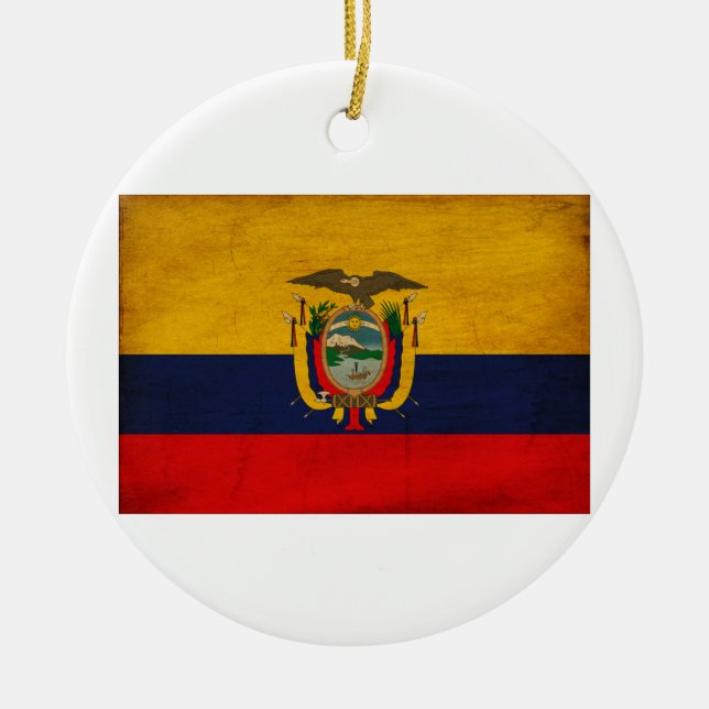Ecuador Flag Ceramic Tree Decoration (Front)