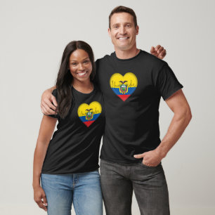 Ecuador Flag Colours Heart T-Shirt