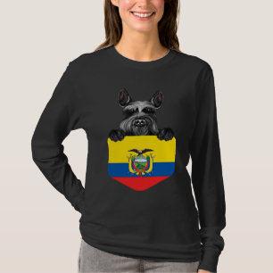Ecuador Flag Giant Schnauzer Dog In Pocket T-Shirt