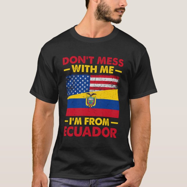 Ecuador Flag Half American Half Ecuadorian T-Shirt (Front)
