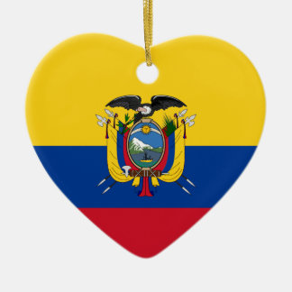 Ecuador Flag Heart Ceramic Tree Decoration