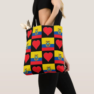 Ecuador Flag Heart Pattern Patriotic Ecuadorian Tote Bag