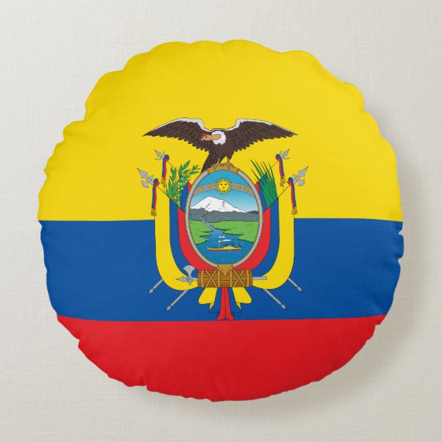 Ecuador Flag Round Cushion (Front)