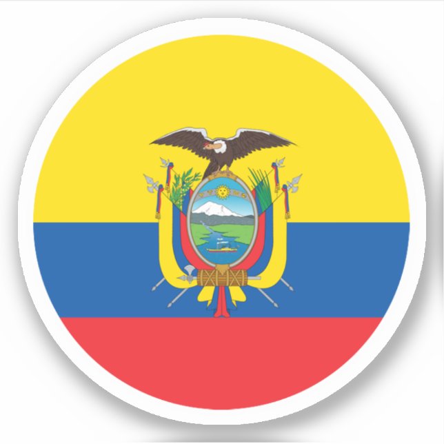 Ecuador Flag Round Sticker (Front)