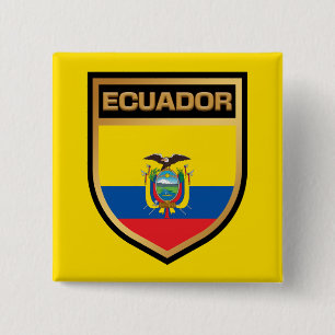 Ecuador Flag Shield 15 Cm Square Badge