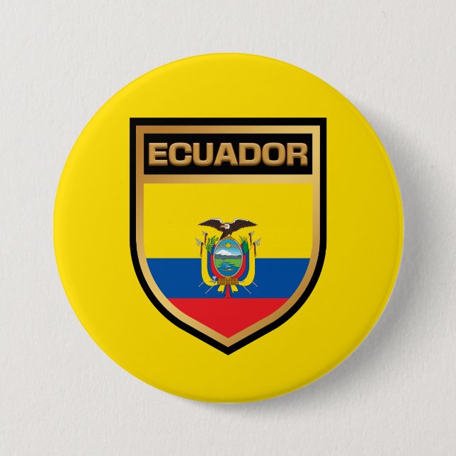 Ecuador Flag Shield 7.5 Cm Round Badge (Front)