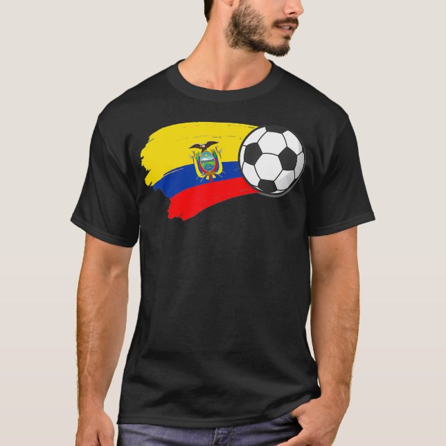 Ecuador Flag Soccer Ecuadorian Futbol Hispanic Roo T-Shirt (Front)