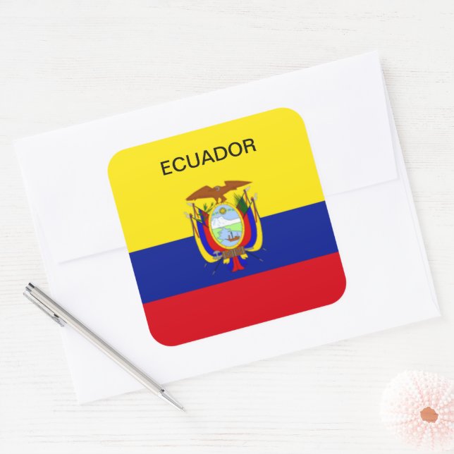Ecuador flag square sticker (Envelope)