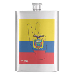 Ecuador Flag Victory Sign Patriotic Hip Flask