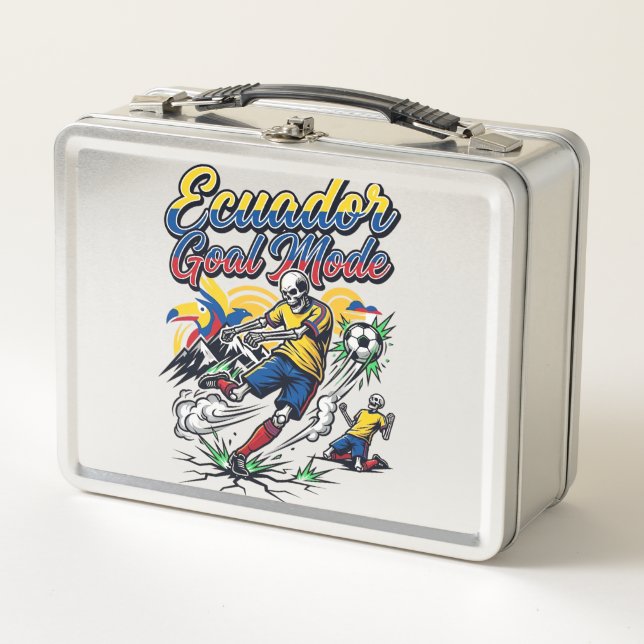 Ecuador Goal Mode Skeleton Striker Nations Dynamic Metal Lunch Box (Front)