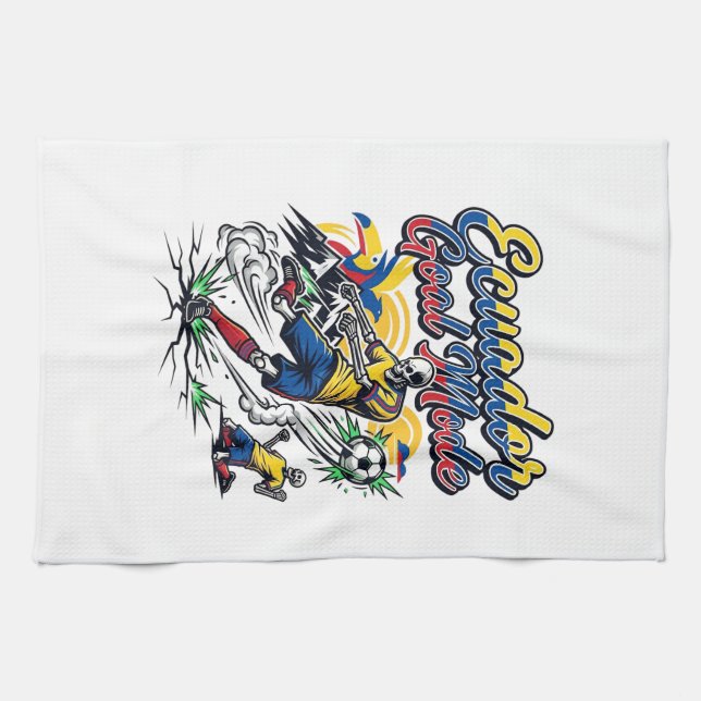 Ecuador Goal Mode Skeleton Striker Nations Dynamic Tea Towel (Horizontal)