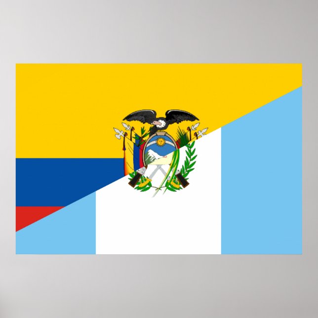 Ecuador Guatemala half flag country symbol Poster (Front)