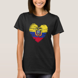 Ecuador Heart Ecuadorean Flag Ecuadorean Pride T-Shirt