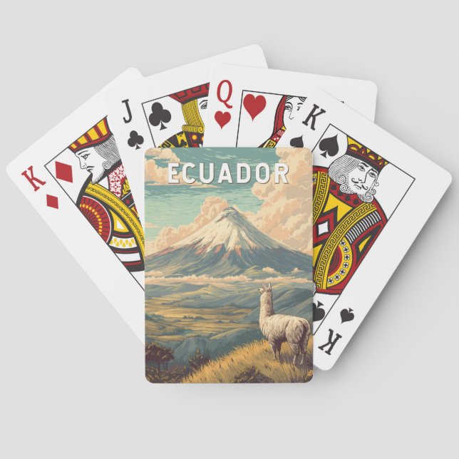 Ecuador Illustration Travel Art Vintage Playing Cards (Back)