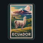 Ecuador Llama Illustration Travel Art Vintage Magnet<br><div class="desc">Ecuador in a vector art style. From exploring the Galápagos Islands and Andean peaks to wandering the historic streets of Quito,  Ecuador is perfect for both adventurers and cultural explorers.</div>