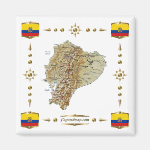Ecuador Map + Flags Magnet