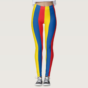 Ecuador National Flag Colours Vertical Striped Leggings