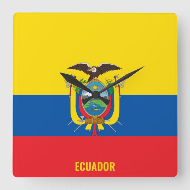 Ecuador National Flag Patriotic Square Wall Clock (Front)