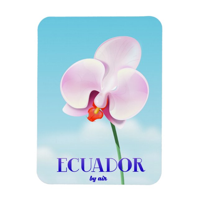 Ecuador orchid travel poster magnet (Vertical)