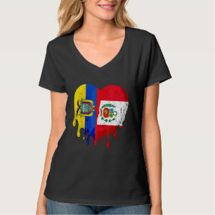 Ecuador Peru Flag Heart Citizen Grown Patriot Coun T-Shirt