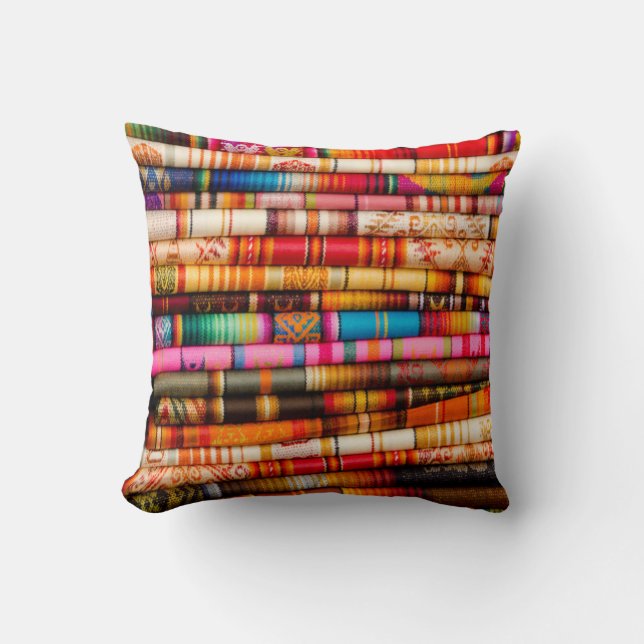 Ecuador, Quito Area, Otavalo Handicraft Market Cushion (Front)
