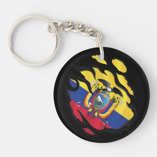 Ecuador Ripped Flag Key Ring (Front)