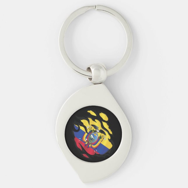 Ecuador Ripped Flag Key Ring (Front)
