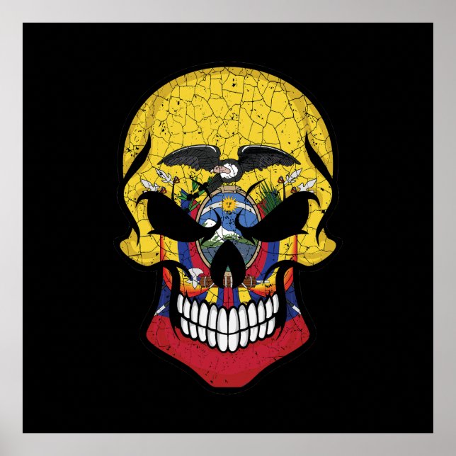 Ecuador Smiling Skull Flag Poster (Front)