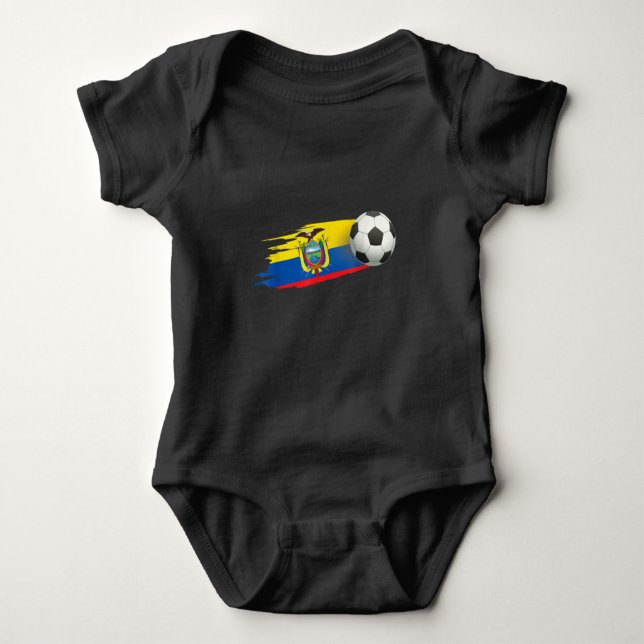 Ecuador Soccer Ball Ecuador Flag Jersey - Ecuador Baby Bodysuit (Front)
