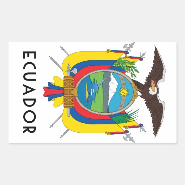 Ecuador - symbol/coat of arms/flag/colours/emblem rectangular sticker (Front)