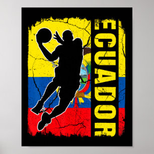 Ecuadorian Basketball Player Ecuador Flag Basketba Poster