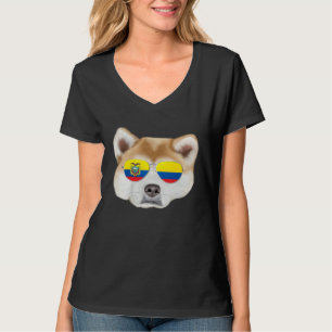 Ecuadorian Flag Akita Dog Ecuador Pocket T-Shirt