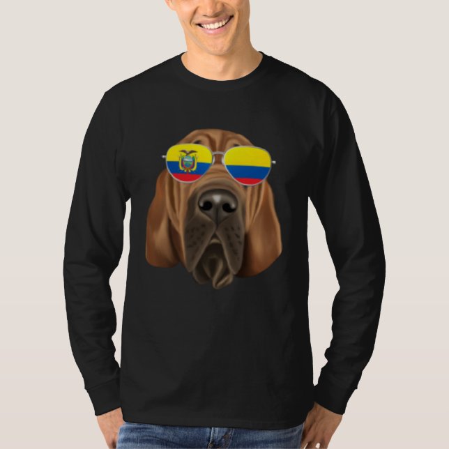 Ecuadorian Flag Bloodhound Dog Ecuador Pocket T-Shirt (Front)