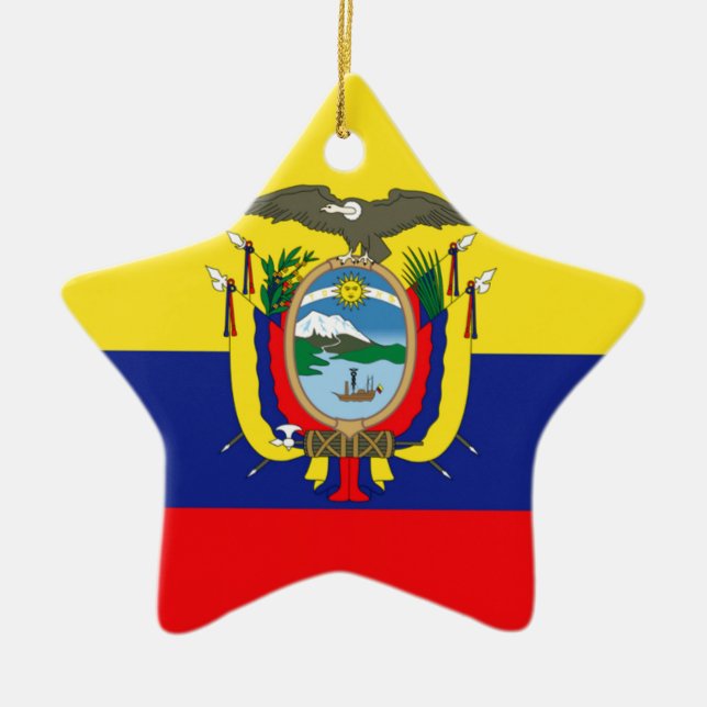Ecuadorian Flag Ceramic Tree Decoration (Front)