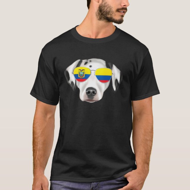 Ecuadorian Flag Dalmatian Dog Ecuador Pocket T-Shirt (Front)