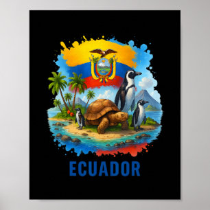 Ecuadorian Flag Ecuador Galapagos Islands Vacation Poster