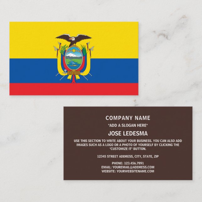 Ecuadorian Flag, Flag of Ecuador Business Card (Front/Back)
