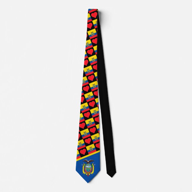 Ecuadorian Flag Heart EC Pattern Ecuador National Tie (Front)