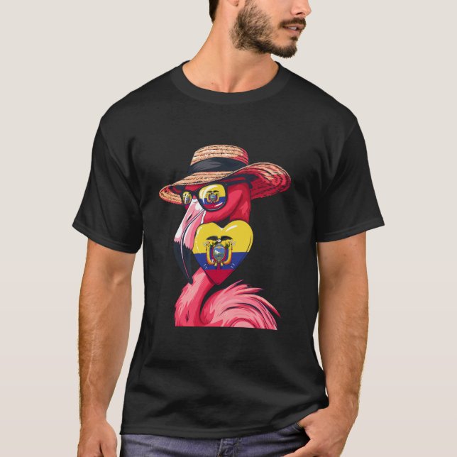 Ecuadorian Roots Ecuadorian Pride Ecuador Flamingo T-Shirt (Front)