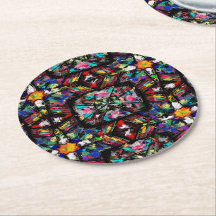 Ecuadorian Stained Glass Round Paper Coaster