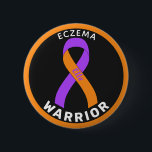 Eczema Warrior Ribbon Black Button<br><div class="desc">Eczema Warrior Ribbon Black Button for awareness and support for people with eczema.</div>