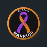 Eczema Warrior Ribbon Black Button<br><div class="desc">Eczema Warrior Ribbon Black Button for awareness and support for people with eczema.</div>