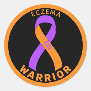 Eczema Warrior Ribbon Black Round Sticker