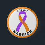 Eczema Warrior Ribbon White Button<br><div class="desc">Eczema Warrior Ribbon White Button for awareness and support for people with eczema.</div>